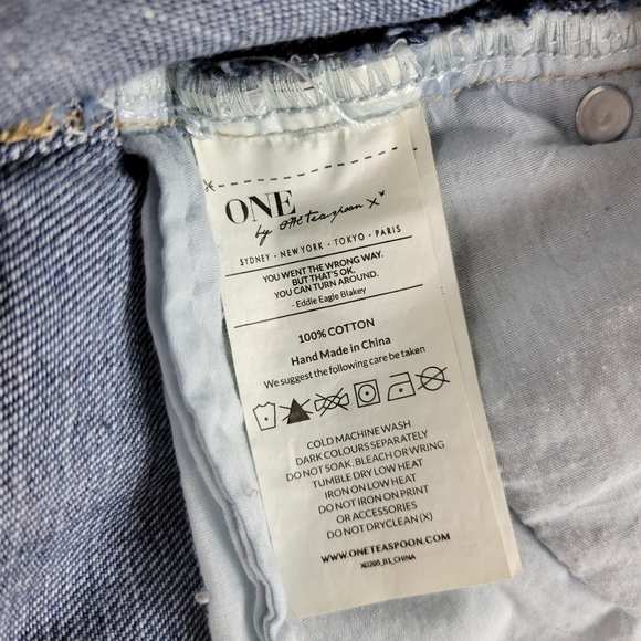 One Teaspoon Awesome Baggies Mid Rise Distressed Destroyed Straight Tapered Jean - Picture 10 of 10